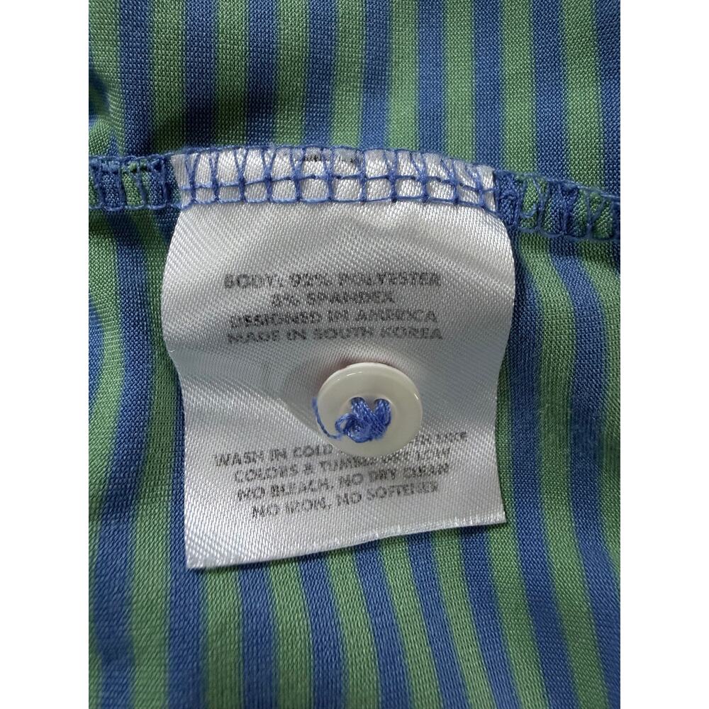 Rhoback Performance Polo Shirt Men’s Size L Blue Green Striped Short Sleeve Golf - Picture 7 of 7